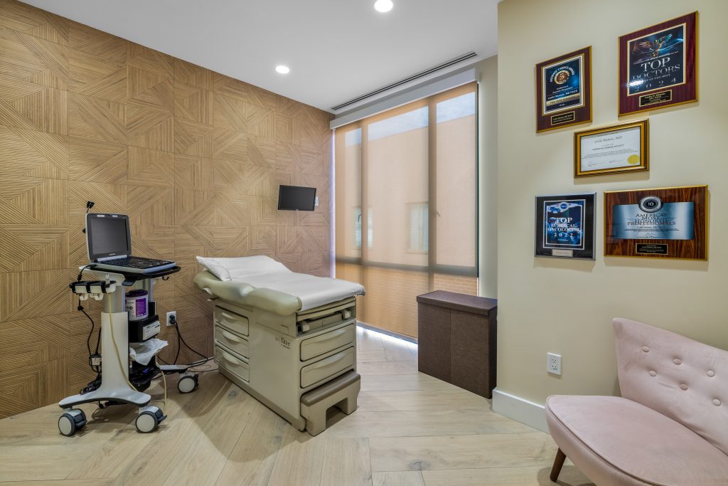 View of exam room at Bedford Breast Center